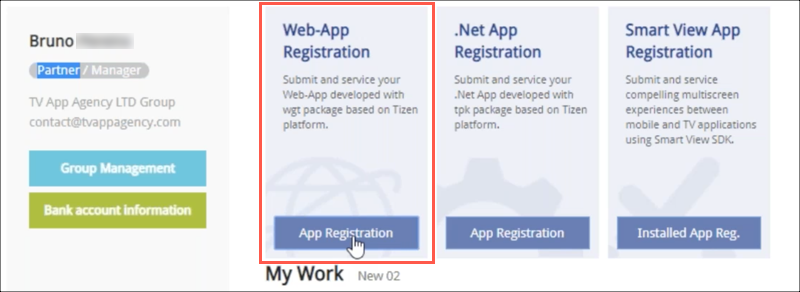 Enregistrement de l'application