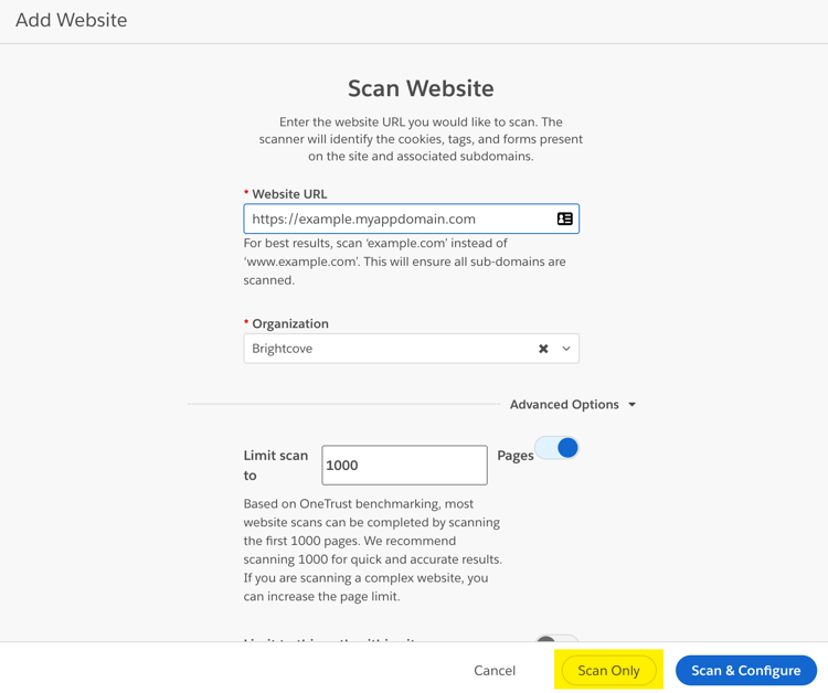 scanner le site Web