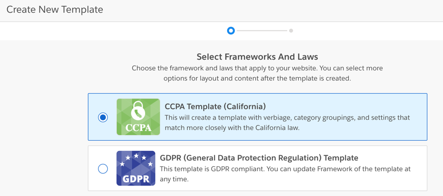 sélectionner le modèle CCPA