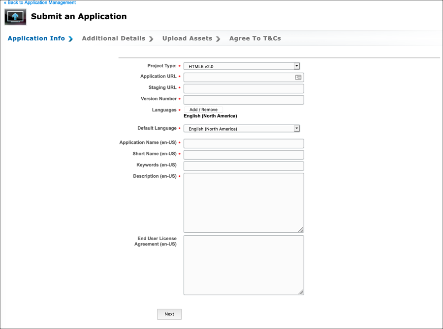 Infos sur l'application
